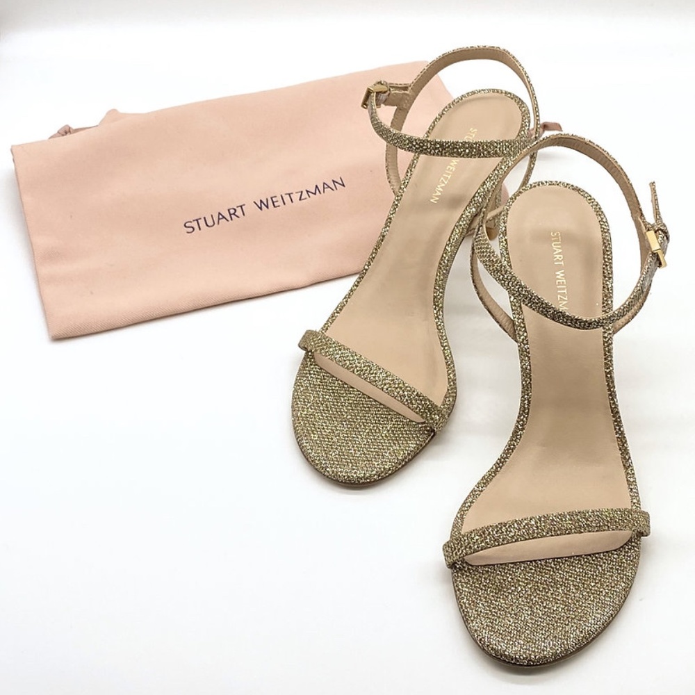 Stuart Weitzman Woman Kassidy Textured-Lamé Sandals